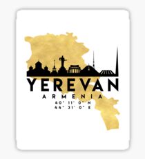 YEREVAN ARMENIA SILHOUETTE SKYLINE MAP ART Sticker