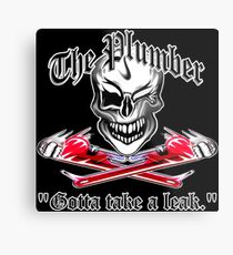 Plumber Skull 7: "Gotta take a leak." Metal Print
