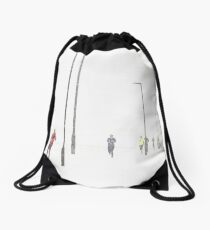 Running in the snow Drawstring Bag