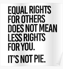 Gleiche Rechte für andere bedeutet nicht weniger Rechte für Sie. Es ist kein Kuchen. Poster