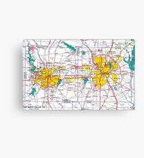 Dallas Texas Map Canvas Print