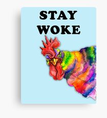 Angry rooster, Stay Woke, Protest poster, anti-Trump poster, womens march Canvas Print