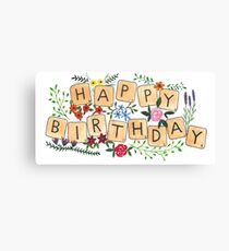 Scrabble Happy Birthday Canvas Print