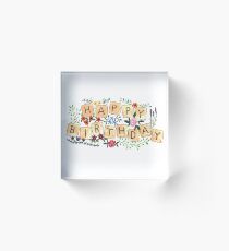 Scrabble Happy Birthday Acrylic Block