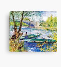 Vincent van Gogh Fisherman and Boats from the Pont de Clichy Canvas Print