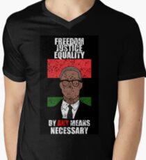 Malcom X Freedom Justice Equality By Any Means Necessary Men's V-Neck T-Shirt