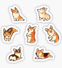Jolly corgis in green Sticker