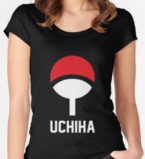 Camiseta entallada de cuello redondo Símbolo y nombre de la cresta Uchiha