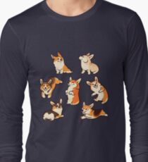 Jolly corgis in green Long Sleeve T-Shirt