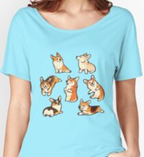 Jolly corgis in green Women's Relaxed Fit T-Shirt