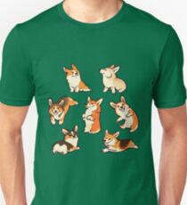 Jolly Corgis in grün Slim Fit T-Shirt