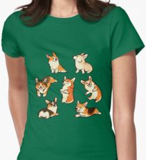 Corgi jolly en vert T-shirt col V femme