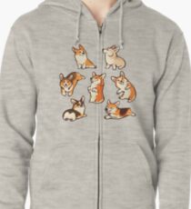 Lovey corgis in pink Zipped Hoodie
