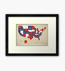 USA map artwork with national flag colors illustration Framed Print