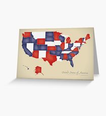 USA map artwork with national flag colors illustration Greeting Card