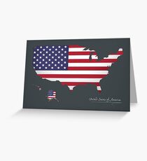 USA map special artwork style with flag illustration Greeting Card