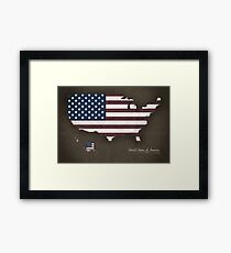 USA map special vintage artwork style with flag illustration Framed Print