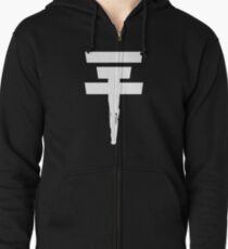 Tokio Hotel Logo (white, once) Zipped Hoodie