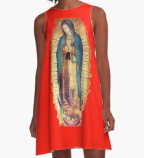 Our Lady of Guadalupe Virgin Mary Tilma Red A-Line Dress