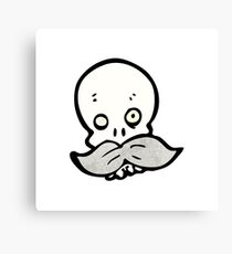 cartoon skull with mustache Canvas Print