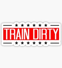 cool scratch cracks stamp color text weightlifting clean eat muscles strong dumbbell weights train design clean train dirty logo Sticker