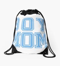 Boy Mom Blue Baby Shower Gender Reveal Party Womens T Shirt Drawstring Bag