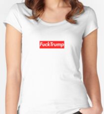 Fuck Trump supreme box logo Women's Fitted Scoop T-Shirt