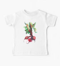 Aquarellbild der Wurzel der roten Rübe auf weißem Hintergrund. Baby T-Shirt