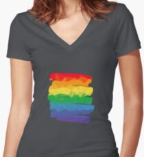 Pride Rainbow Brush Stroke Hope Women's Fitted V-Neck T-Shirt