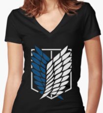Shingeki no kyojin logo Women's Fitted V-Neck T-Shirt