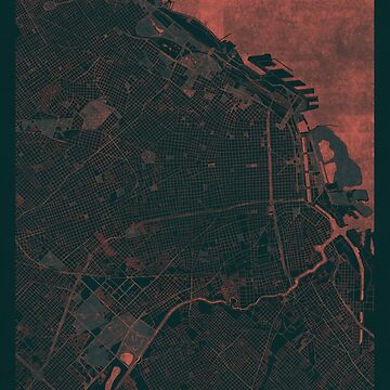 Artwork thumbnail, Buenos Aires Map Red by HubertRoguski