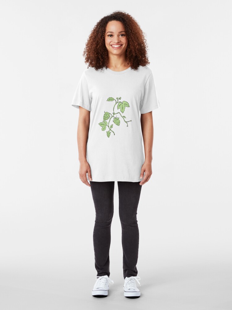 Alternative Ansicht von Hopfenpflanze, die Zeichnung klettert Slim Fit T-Shirt