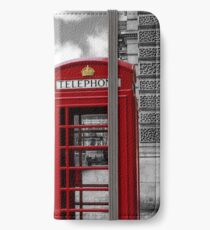 Vinilo o funda para iPhone Iconic Londres: cabina de teléfono roja