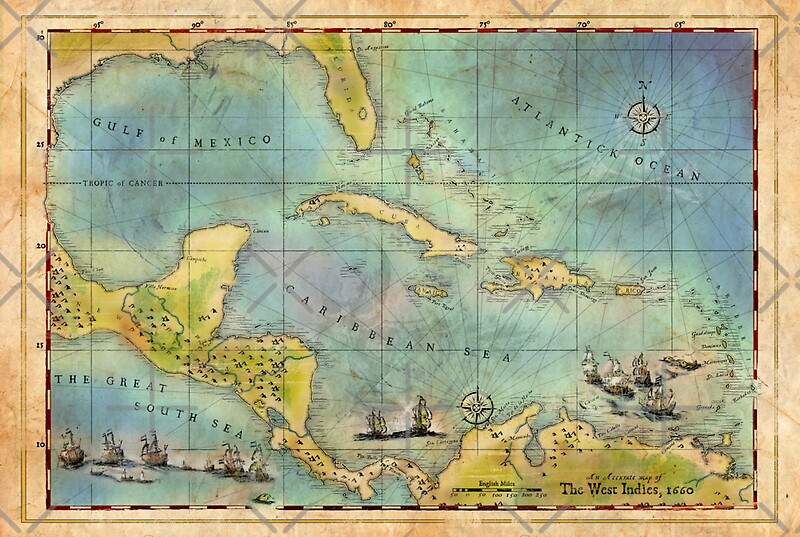 treasure maps on pirates caribbean hunt