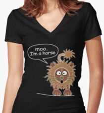 Moo. I'm a horse Women's Fitted V-Neck T-Shirt