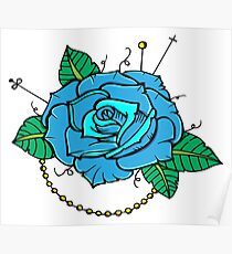 Neo-Traditional Blue Rose Poster