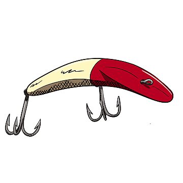 Classic Red and White Flatfish Fishing Lure Sticker for Sale by ElleMars