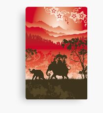 Indian Elephants and monkeys Canvas Print