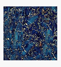 Dark blue marble with golden streaks Photographic Print