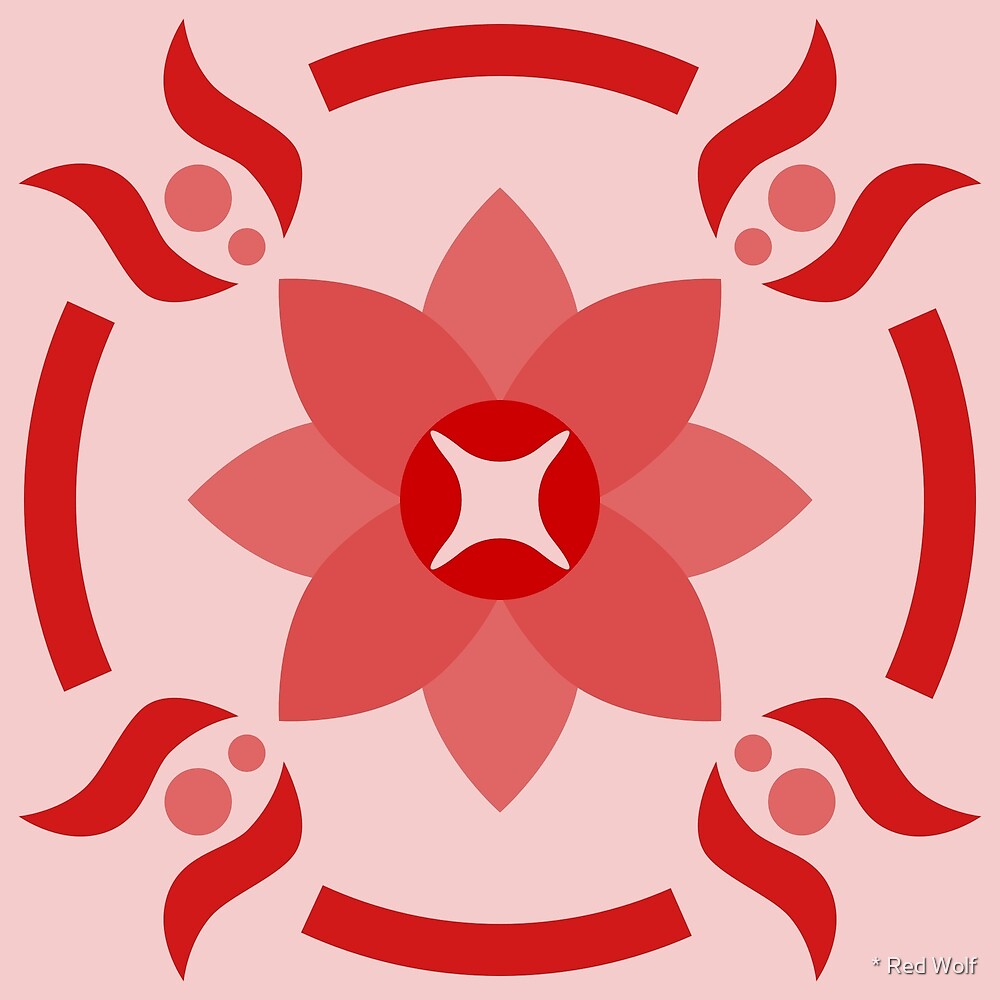 Geometric Pattern: Waterlily: Ruby Light by * Red Wolf