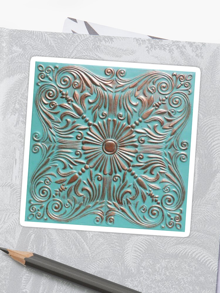 Copper Aged Tin Ceiling Tiles Texture Sticker
