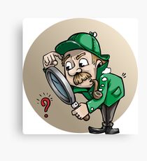 Funny cartoon detective Canvas Print