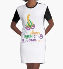 Happy Mardi Gras T-shirt and Apparel Graphic T-Shirt Dress