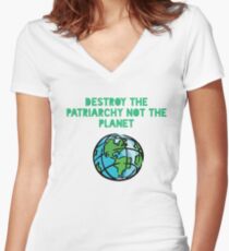 Destroy Patriarchy Women's Fitted V-Neck T-Shirt