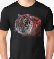 Red Fractal Tiger Unisex T-Shirt