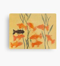 8 Goldfish & 1 Black Metal Print
