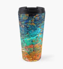 ETERNAL TIDE 2 Bold Rainbow Colorful Deep BlueTurquoise Aqua Orange Yellow Ombre Waves Abstract Acrylic Painting Travel Mug
