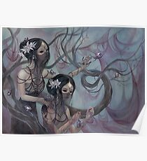 collecting silk from crystal spiders Poster