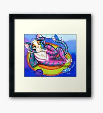 Kitty Gone Tubing Framed Print