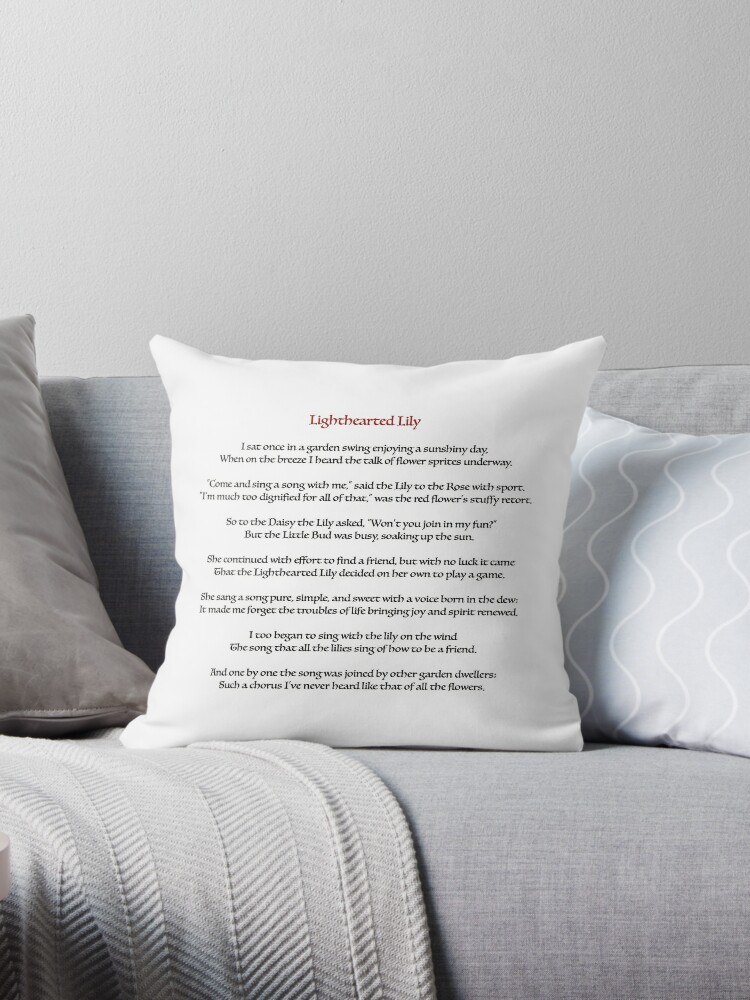 Lighthearted Lily Throw Pillow By Emilyromrell Redbubble